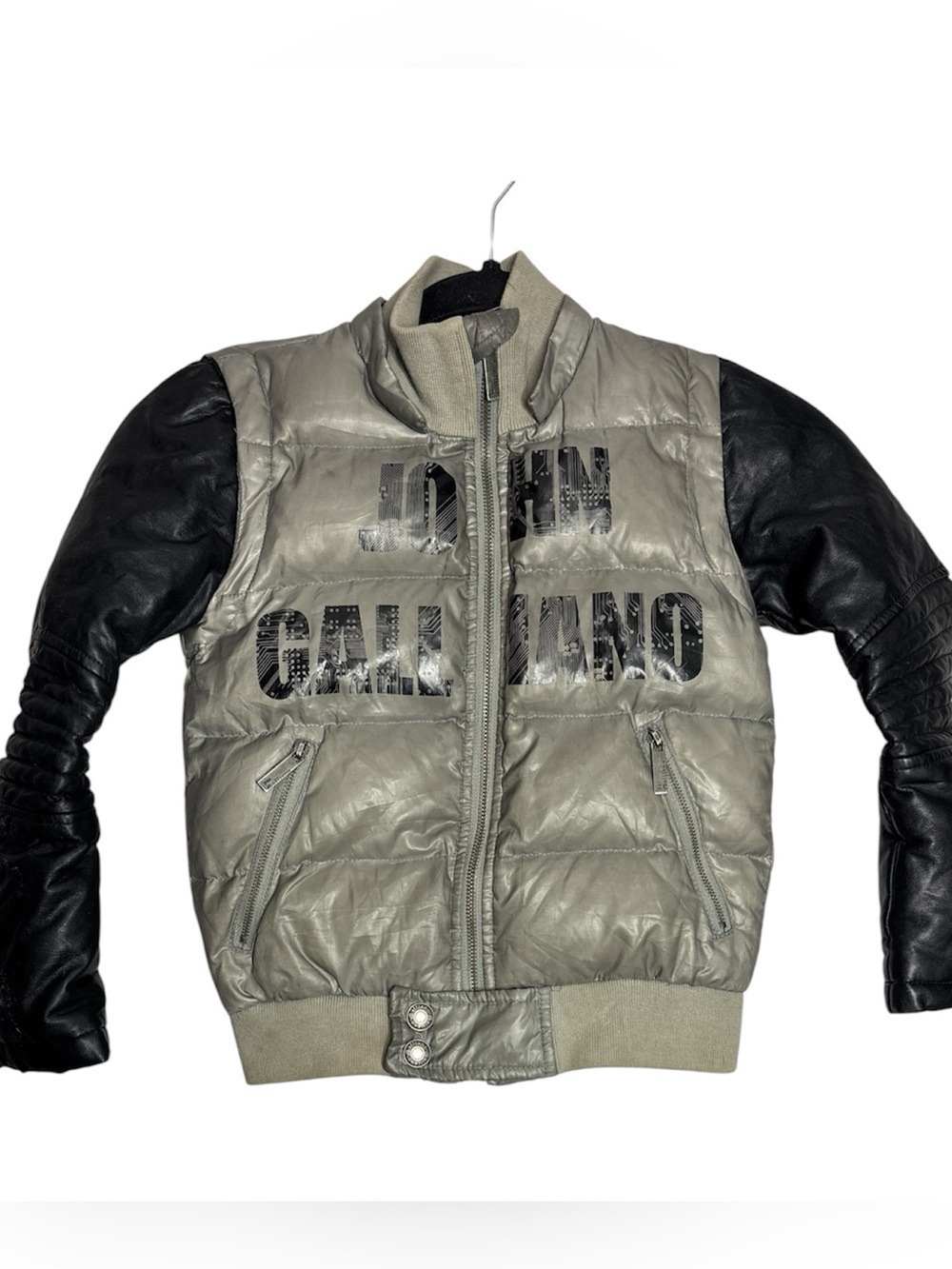 John Galliano Boys Down Filled Puffer Moto Bomber Jacket, size 6